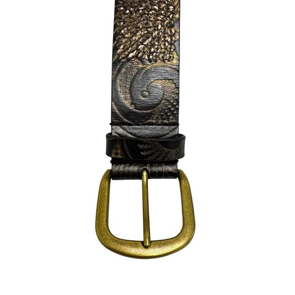 Lucky Brand Women\'s‎ Size Small Brown Leather Embossed Boho Fashion Belt NWT main image 9